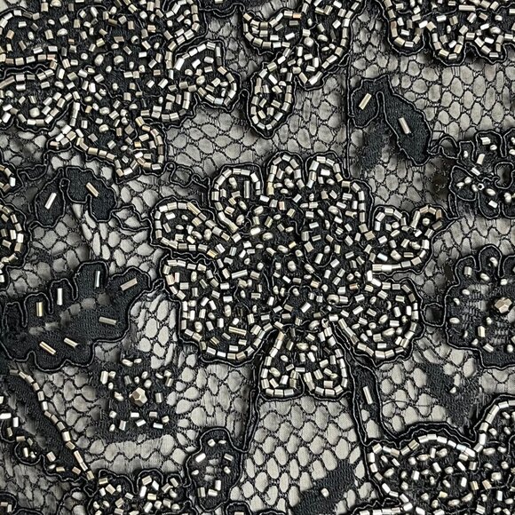 Alice & Olivia Fully Beaded Embellished Fishnet‎ Knit Blouse Fully Lined Black 4 - Picture 5 of 11